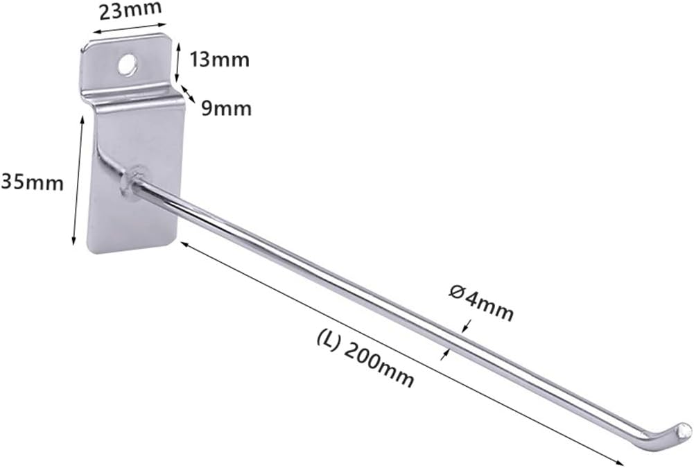 20cm Metal Slatwall Hook
