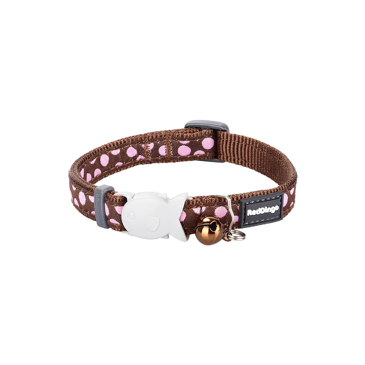 Red Dingo Cat Collar Design Pink Spots on Brown