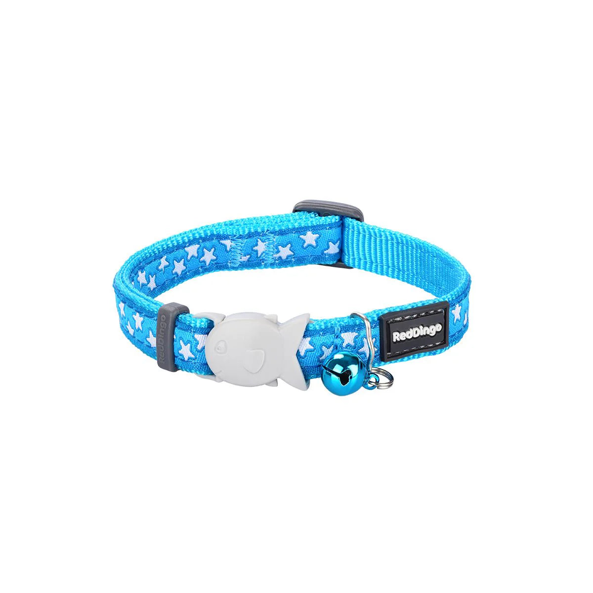 Red Dingo Cat Collar Design Stars White on Turquoise