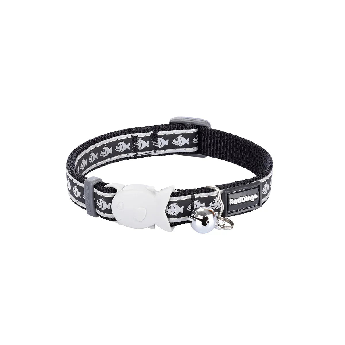 Red Dingo Cat Collar Reflective Fish Black