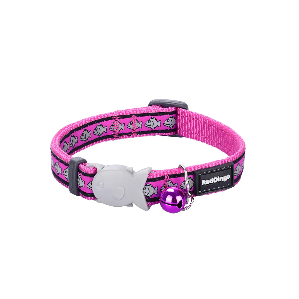 Red Dingo Cat Collar Reflective Fish Hot Pink