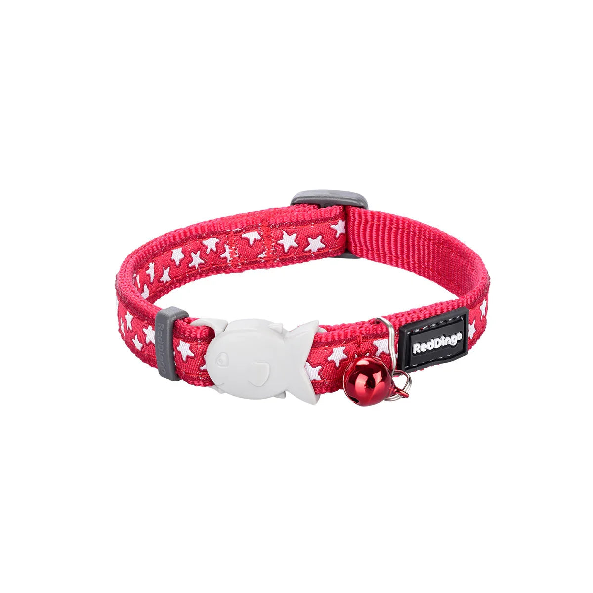 Red Dingo Cat Collar Design Stars White on Red