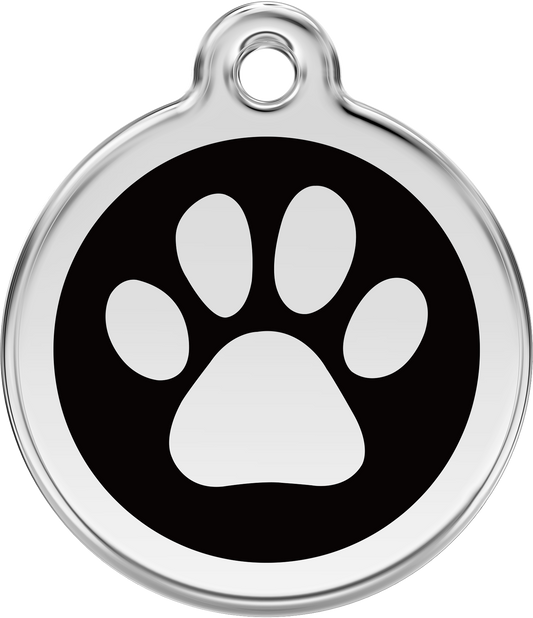 Red Dingo Enamel Paw Print ID Tag