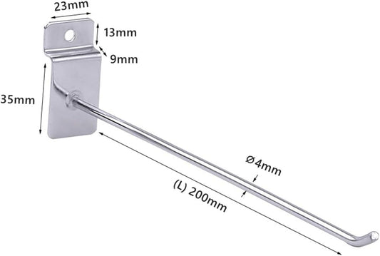 20cm Metal Slatwall Hook