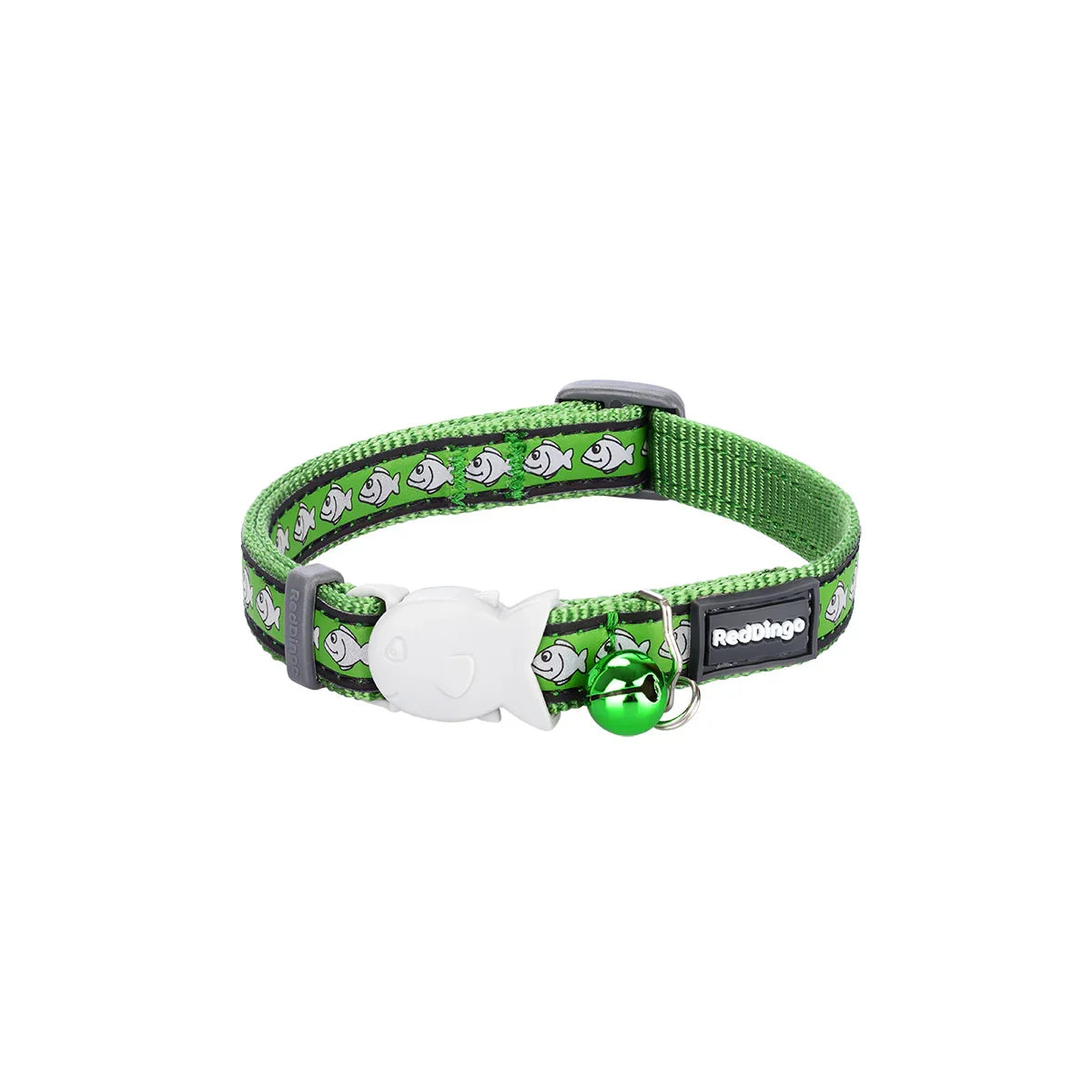 Cat Collar Reflective Fish Lime Green