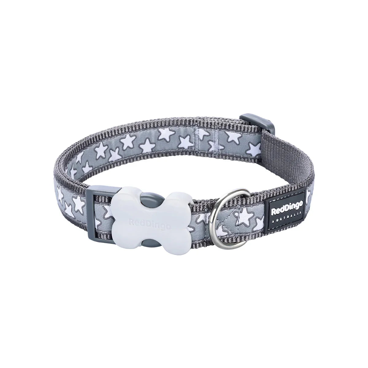 Dog Collar Design Stars White on Cool Grey