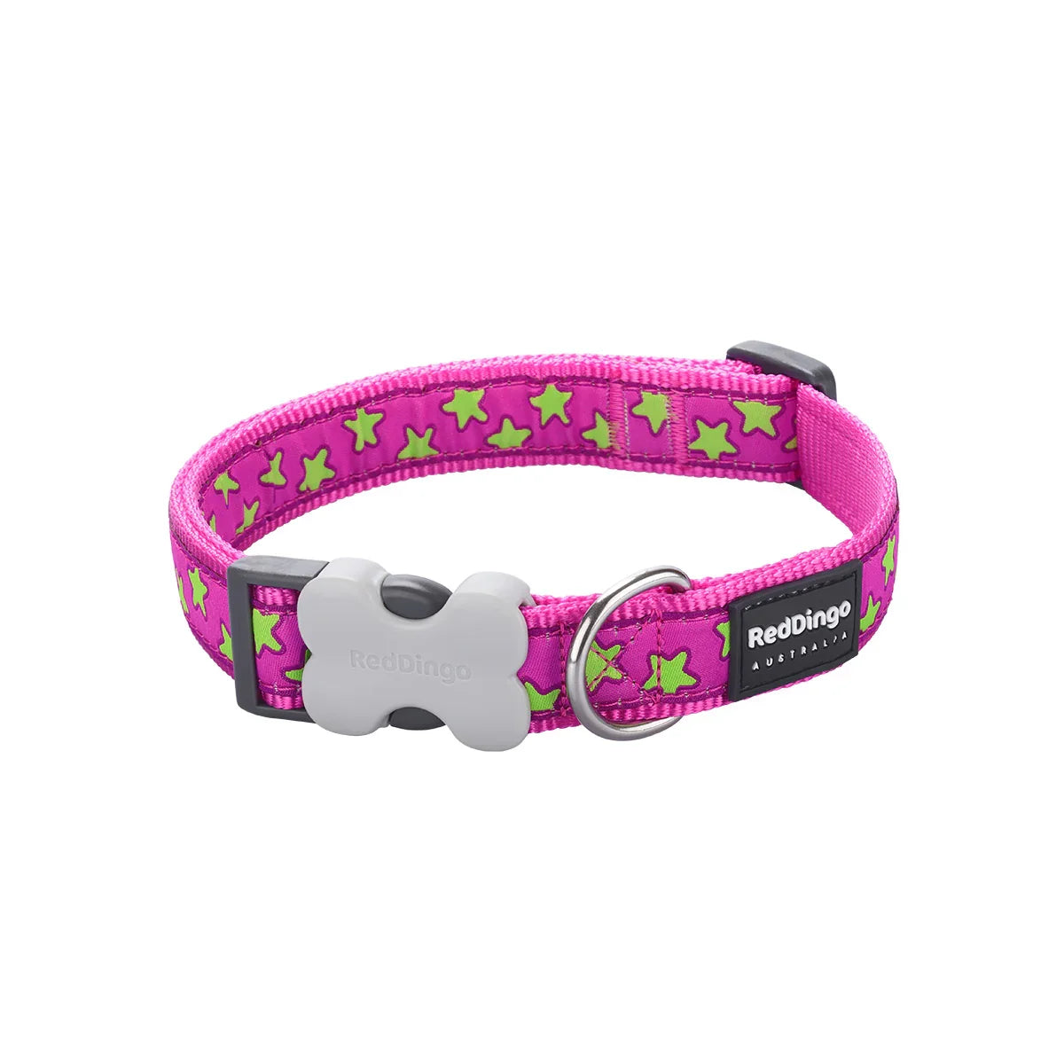 Dog Collar Design Stars Lime on Hot Pink