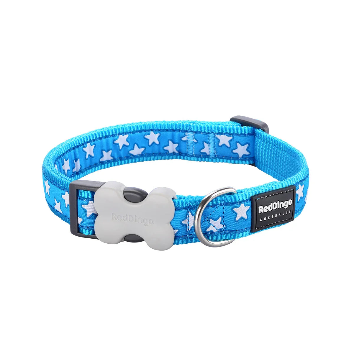 Dog Collar Design Stars White on Turquoise