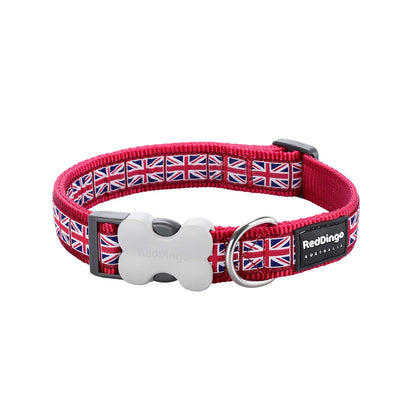 Dog Collar Design Union Jack Flag on Red