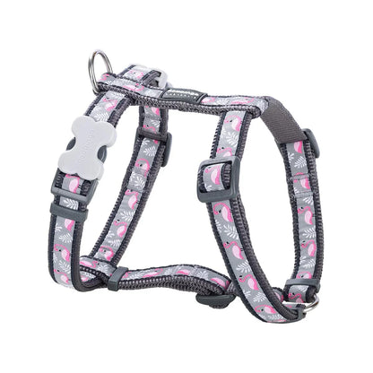 Dog H-Harness Design Flamingo Cool Grey