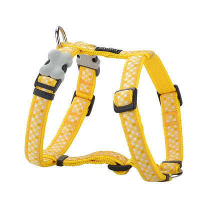 Dog H-Harness Design Gingham Yellow