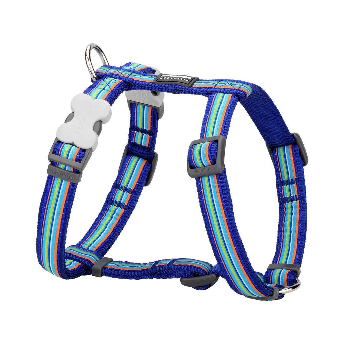 Dog H-Harness Design Horizontal Stripes Navy