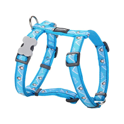 Dog H-Harness Design Penguin Turquoise