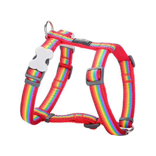 Dog H-Harness Design Rainbow Red