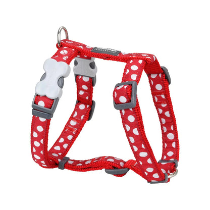 Dog H-Harness Design White Spots on Red