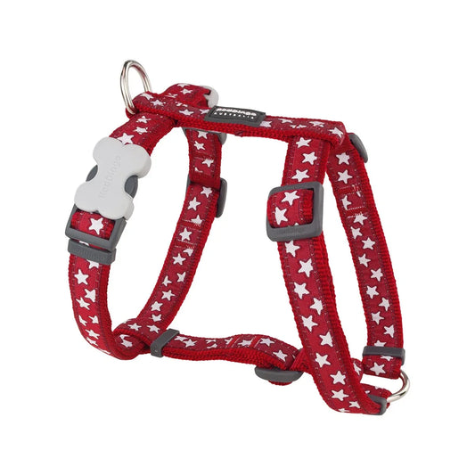 Dog H-Harness Design Stars White on Red