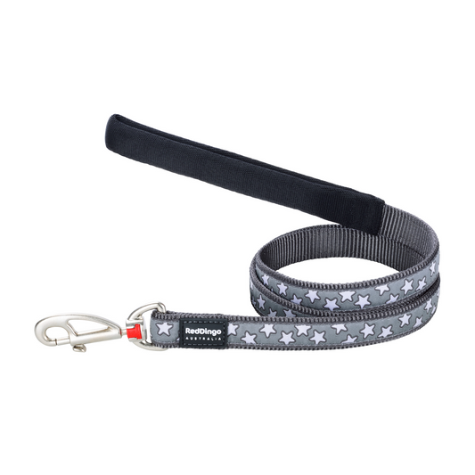 Dog Lead Design Stars White on Cool Grey 1.2m