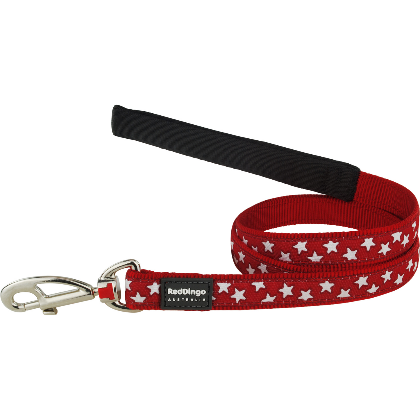 Dog Lead Design Stars White on Red 1.2m