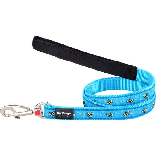 Dog Lead Design Bumble Bee Turquoise 1.2m