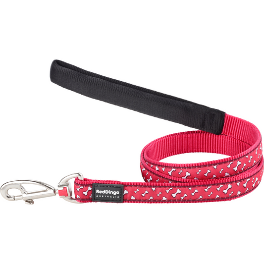 Dog Lead Design Flying Bones Red 1.2m