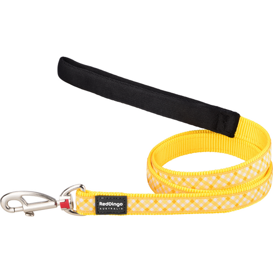 Dog Lead Design Gingham Yellow 1.2m