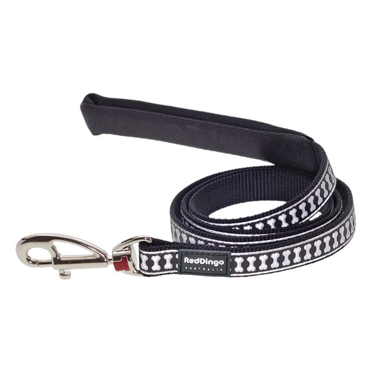 Dog Lead Reflective Bones Black 1.2m