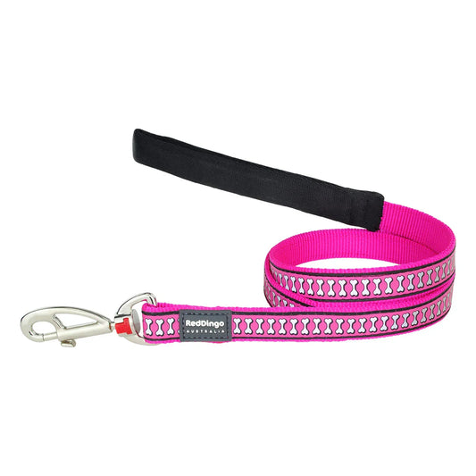 Dog Lead Reflective Bones Hot Pink 1.2m