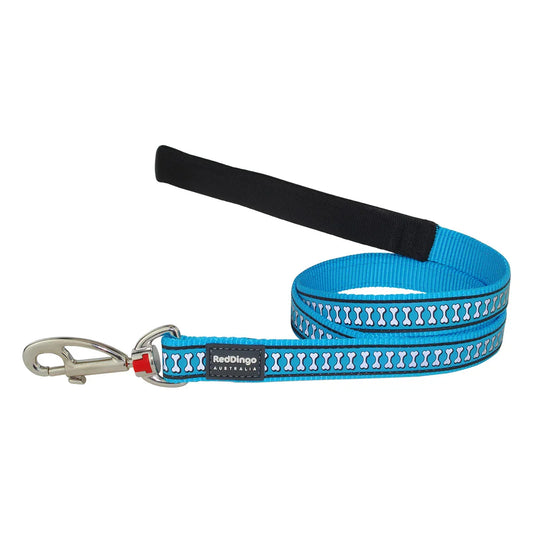 Dog Lead Reflective Bones Turquoise 1.2m