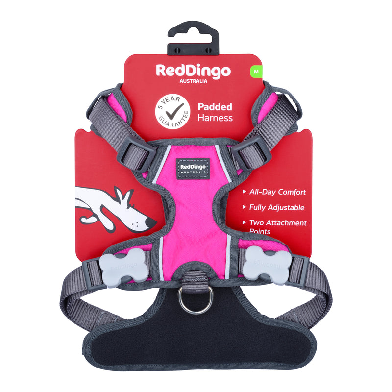 Dog Padded Harness Hot Pink